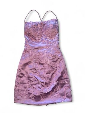 Light purple homecoming formal mini dress w floral appliques corset open back 6🗻